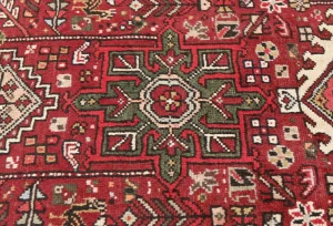 Vintage Red Geometric 3X8 Karajeh Persian Runner Rug