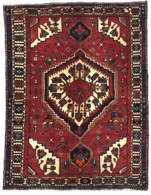 Vintage Red Tribal 5X7 Bakhtiari Persian Rug