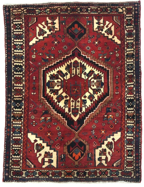 Vintage Red Tribal 5X7 Bakhtiari Persian Rug