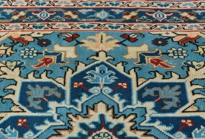 Vintage Blue Floral Traditional 4'7X7'6 Heriz Ardebil Persian Rug