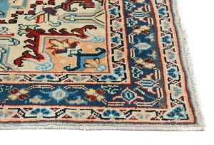 Vintage Blue Floral Traditional 4'7X7'6 Heriz Ardebil Persian Rug