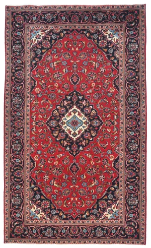 Vintage Red Traditional Floral 5X8 Kashan Persian Rug