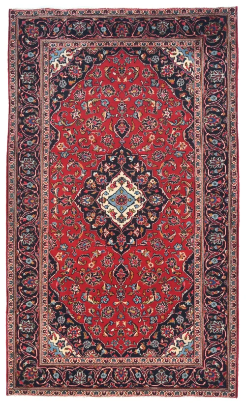 Vintage Red Traditional Floral 5X8 Kashan Persian Rug