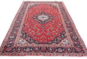 Vintage Red Traditional Floral 5X8 Kashan Persian Rug