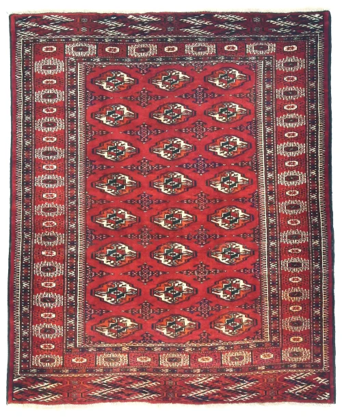 Vintage Red Tribal 4'7X5'8 Turkoman Persian Oriental Rug
