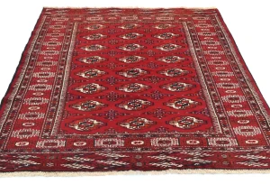 Vintage Red Tribal 4'7X5'8 Turkoman Persian Oriental Rug