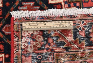 Vintage Red Geometric 3'8X11'5 Karajeh Persian Runner Rug