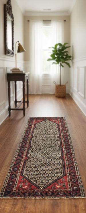 Vintage Cream Tribal 3X10 Koliaie Persian Runner Rug