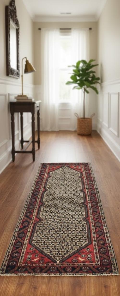 Vintage Cream Tribal 3X10 Koliaie Persian Runner Rug