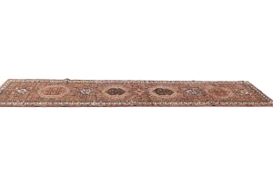 Vintage Rusty Pink Tribal 3X13 Karajeh Persian Runner Rug