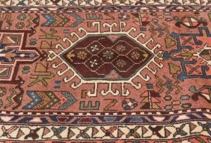 Vintage Rusty Pink Tribal 3X13 Karajeh Persian Runner Rug
