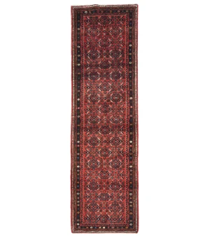 Vintage Red Tribal 3X10 Hamedan Persian Runner Rug