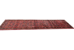 Vintage Red Tribal 3X10 Hamedan Persian Runner Rug