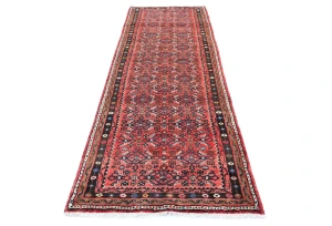 Vintage Red Tribal 3X10 Hamedan Persian Runner Rug