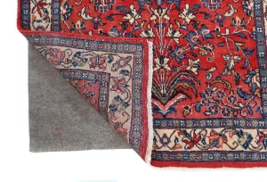 Vintage Red Floral 3X13 Sarough Persian Runner Rug