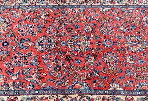Vintage Red Floral 3X13 Sarough Persian Runner Rug