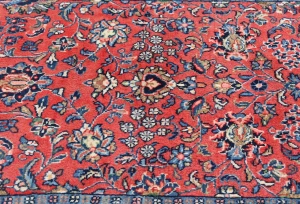 Vintage Red Floral 3X13 Sarough Persian Runner Rug