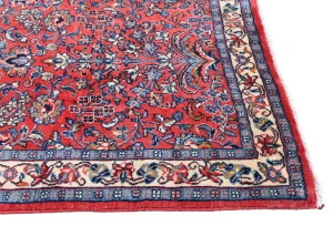 Vintage Red Floral 3X13 Sarough Persian Runner Rug
