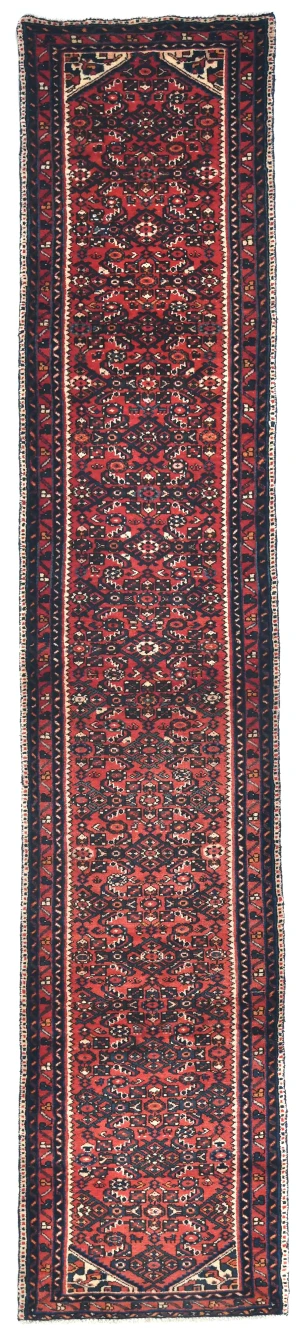Vintage Red Tribal 2'3X13'5 Hamedan Persian Runner Rug