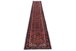 Vintage Red Tribal 2'3X13'5 Hamedan Persian Runner Rug