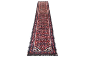 Vintage Red Tribal 2'3X13'5 Hamedan Persian Runner Rug