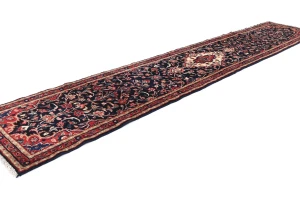 Vintage Dark Purple-navy Tribal 3X13 Hamedan Persian Runner Rug