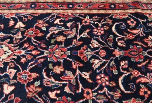 Vintage Dark Purple-navy Tribal 3X13 Hamedan Persian Runner Rug