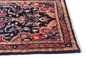 Vintage Dark Purple-navy Tribal 3X13 Hamedan Persian Runner Rug