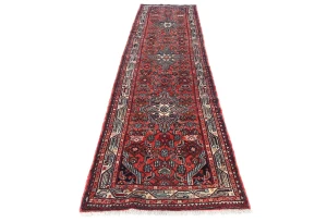 Vintage Red Tribal 2'8X10'5 Hamedan Persian Runner Rug