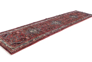 Vintage Red Tribal 2'8X10'5 Hamedan Persian Runner Rug