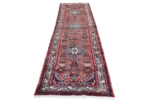 Vintage Red Tribal 2'8X10'5 Hamedan Persian Runner Rug