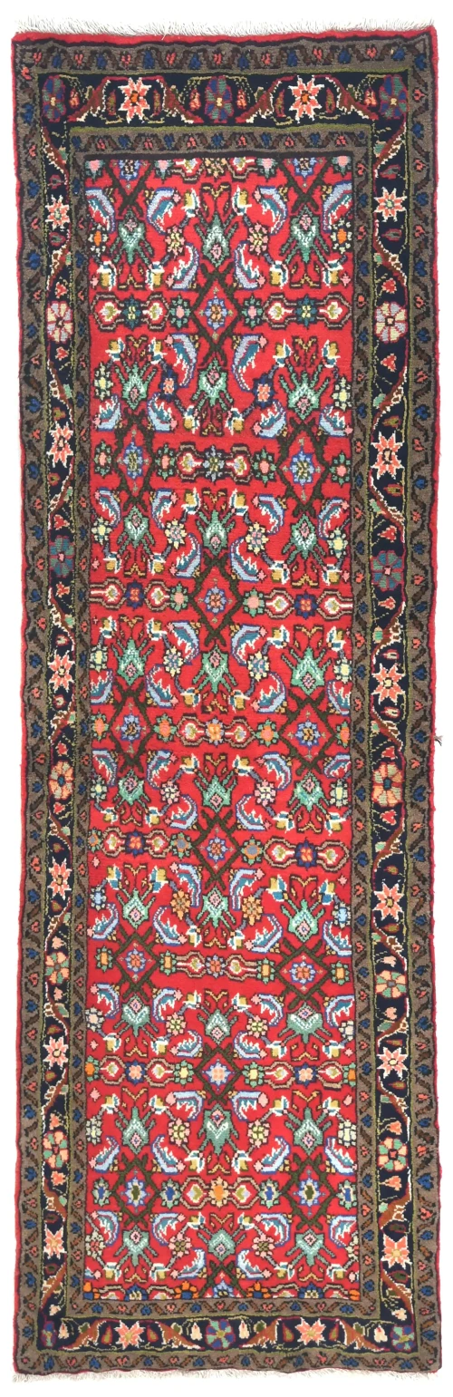 Vintage Red Tribal 2'4X6'3 Hamedan Persian Runner Rug