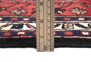 Vintage Red Geometric 2X8 Karajeh Persian Runner Rug