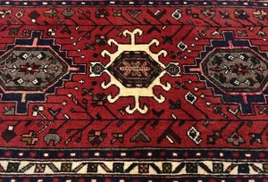Vintage Red Geometric 2X8 Karajeh Persian Runner Rug