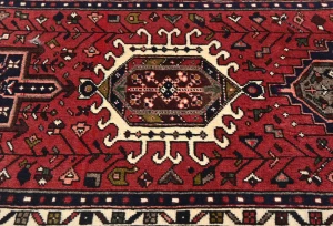 Vintage Red Geometric 2X8 Karajeh Persian Runner Rug