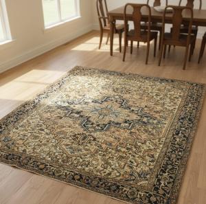 Semi Antique Light Salmon Floral 9'6X10'1 Heriz Persian Rug