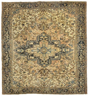 Semi Antique Light Salmon Floral 9'6X10'1 Heriz Persian Rug
