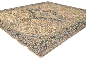 Semi Antique Light Salmon Floral 9'6X10'1 Heriz Persian Rug