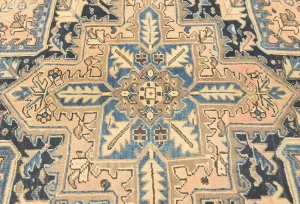 Semi Antique Light Salmon Floral 9'6X10'1 Heriz Persian Rug