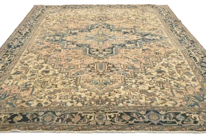 Semi Antique Light Salmon Floral 9'6X10'1 Heriz Persian Rug