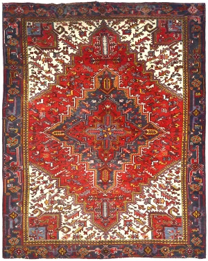 Semi Antique Red Floral 8x10 Heriz Persian Rug