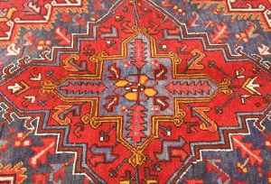 Semi Antique Red Floral 8x10 Heriz Persian Rug