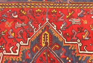 Semi Antique Red Floral 8x10 Heriz Persian Rug