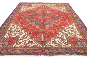 Semi Antique Red Floral 8x10 Heriz Persian Rug