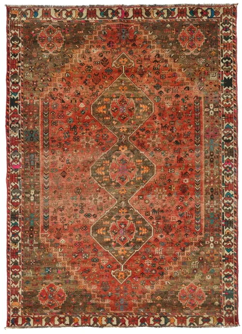 Semi Antique Muted Colors Tribal 6X9 Shiraz Persian Rug