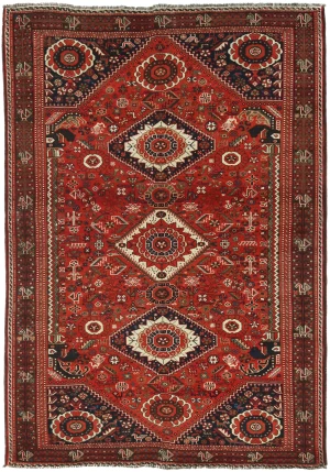 Semi Antique Scarlet Red Tribal 5'9X8'3 Shiraz Persian Rug