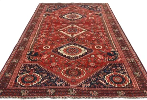 Semi Antique Scarlet Red Tribal 5'9X8'3 Shiraz Persian Rug