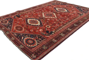 Semi Antique Scarlet Red Tribal 5'9X8'3 Shiraz Persian Rug