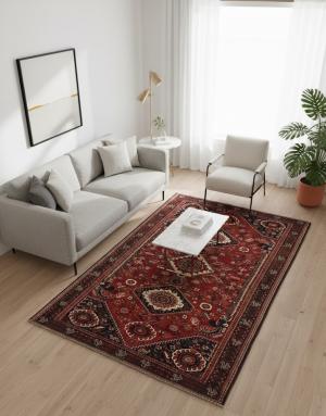 Semi Antique Scarlet Red Tribal 5'9X8'3 Shiraz Persian Rug