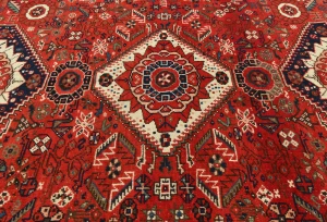 Semi Antique Scarlet Red Tribal 5'9X8'3 Shiraz Persian Rug